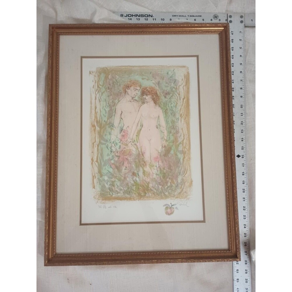 Edna Hibel The First Couple Signed Ltd Ed Lithograph II 55/352 Framed